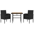 vidaXL PE Rattan/Steel/Solid Acacia Wood Outdoor Dining Set in Black