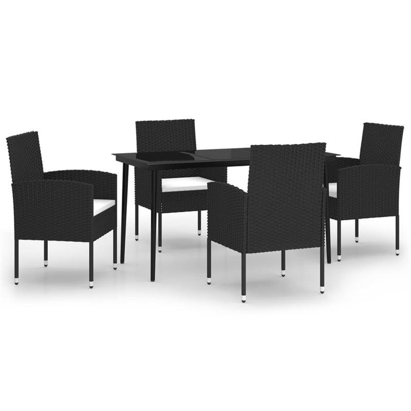vidaXL Garden Dining Set Chair in Black/Cushion Cream White
