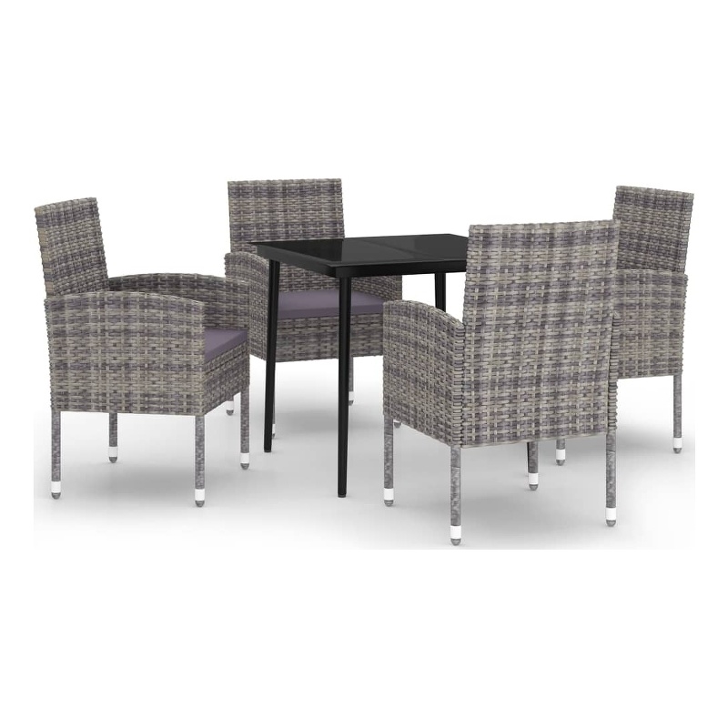 vidaXL Powder-Coated Steel & PE Rattan Garden Dining Set in Anthracite/Gray