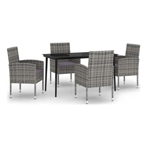 vidaXL PE Rattan Medium Durable Garden Dining Set in Anthracite/Gray