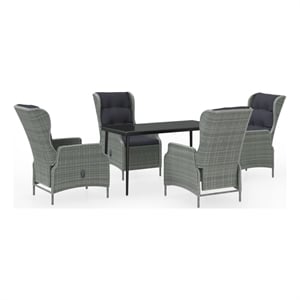 vidaXL Garden Dining Set in Light Gray and Black
