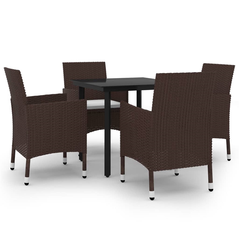 vidaXL Garden Dining Set in Brown PE Rattan Medium Durable