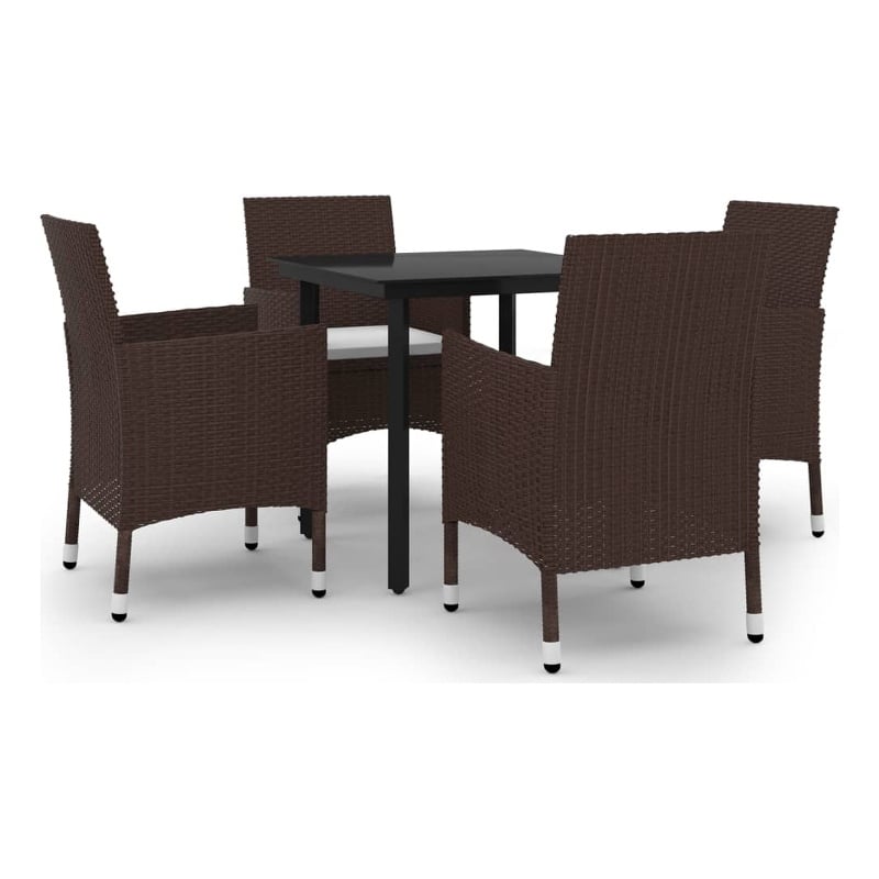 vidaXL Garden Dining Set in Brown PE Rattan Medium Durable