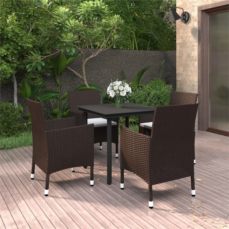 vidaXL Garden Dining Set in Brown PE Rattan Medium Durable