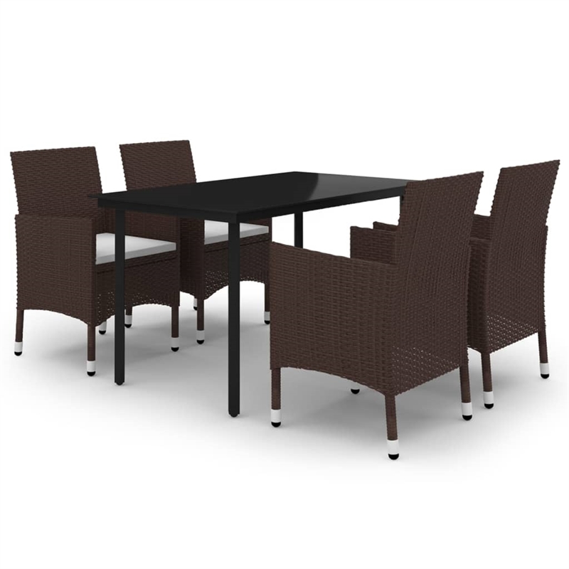 vidaXL Garden Dining Set in Brown/Cream White/Black