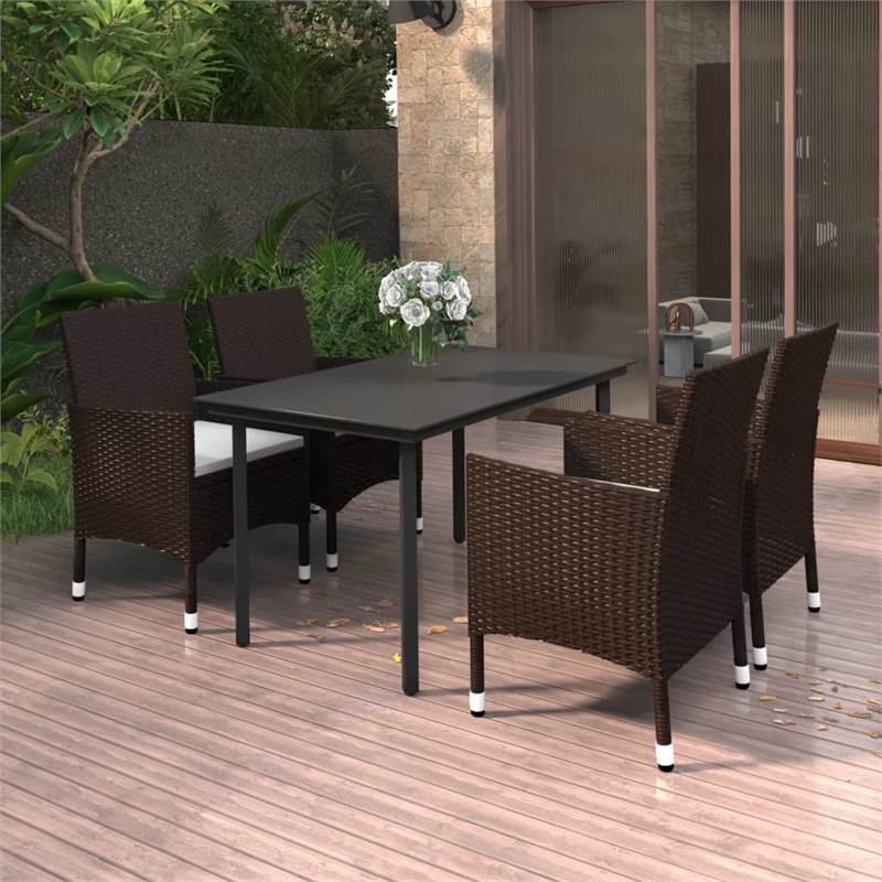 vidaXL Garden Dining Set in Brown/Cream White/Black