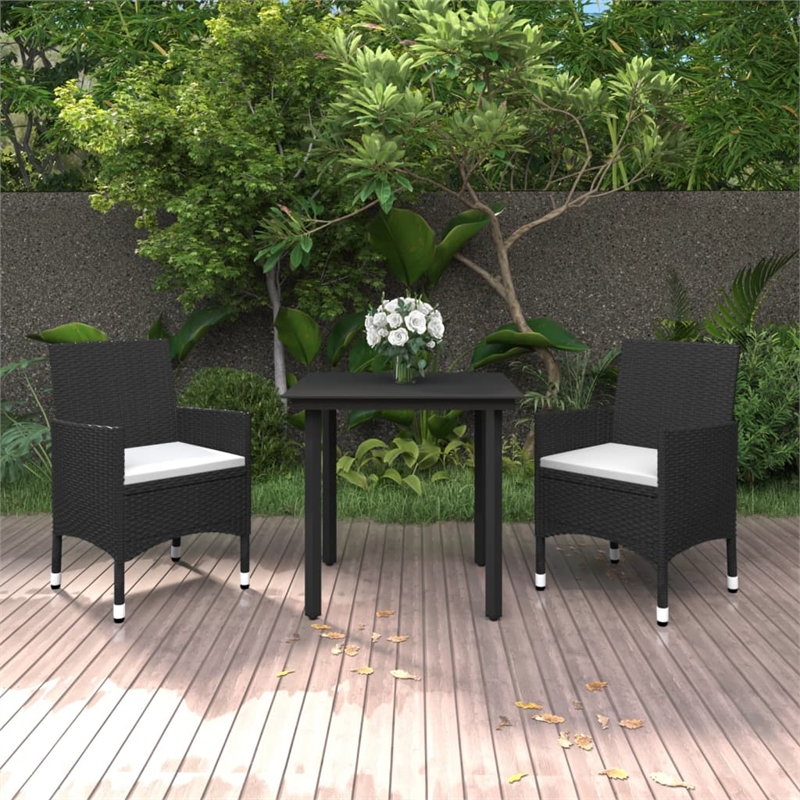 vidaXL PE Rattan Durable Garden Dining Set in Black