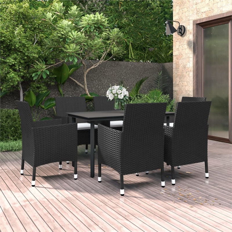vidaXL PE Rattan Durable Garden Dining Set in Black