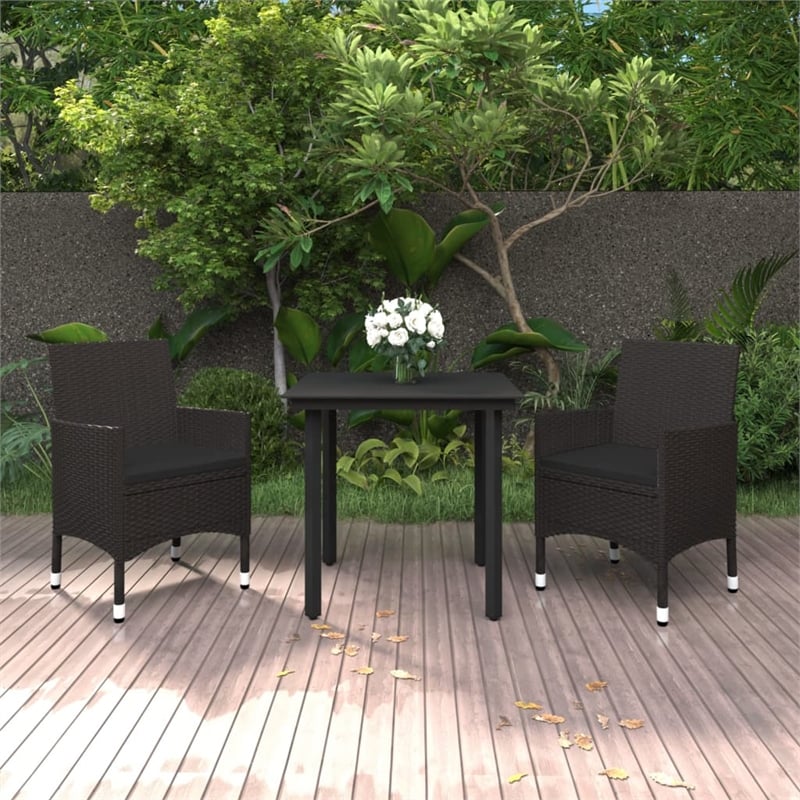 vidaXL PE Rattan Durable Garden Dining Set in Black