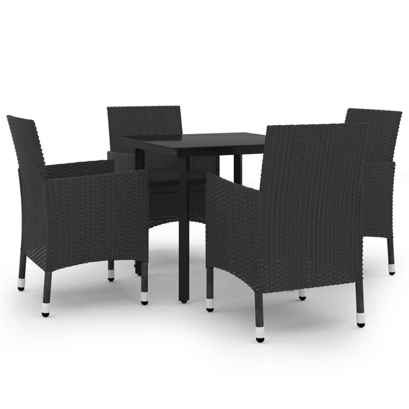 vidaXL PE Rattan Durable Garden Dining Set in Black