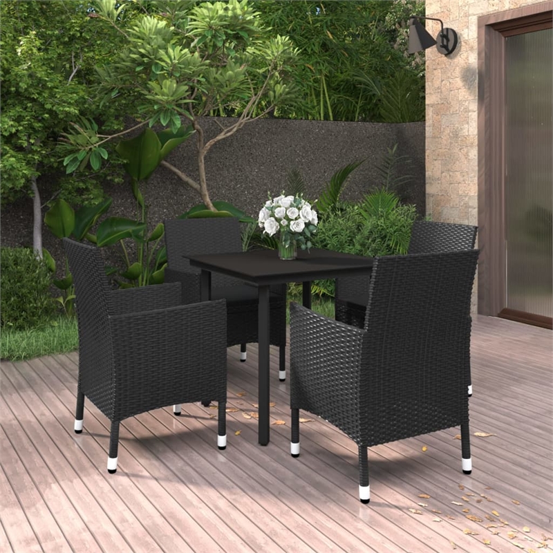 vidaXL PE Rattan Durable Garden Dining Set in Black