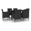 vidaXL PE Rattan 7 Piece Garden Dining Set in Black