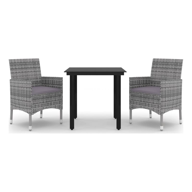 vidaXL Garden Dining Set in Gray/Dark Gray/Black