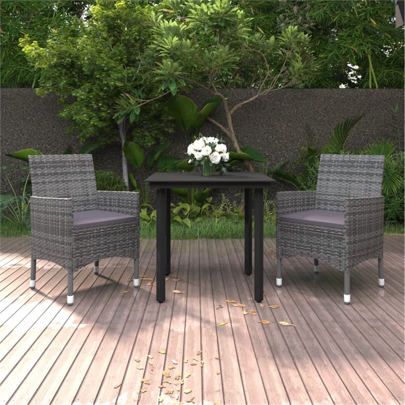 vidaXL Garden Dining Set in Gray/Dark Gray/Black