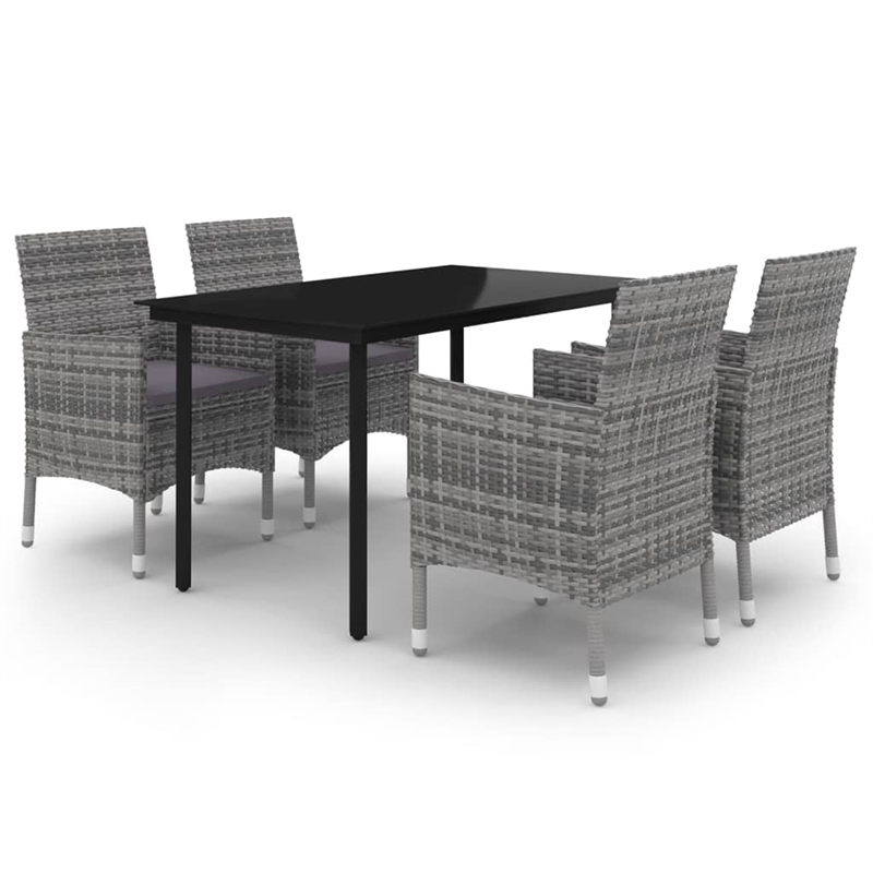 vidaXL Garden Dining Set in Gray/Dark Gray/Black