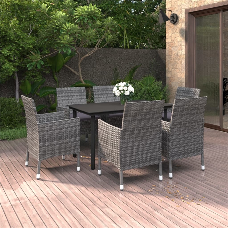 vidaXL Garden Dining Set in Gray/Dark Gray/Black