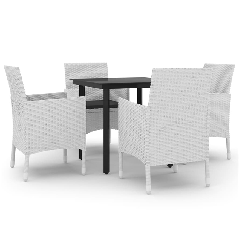 vidaXL PE Rattan Medium Durable Garden Dining Set in White