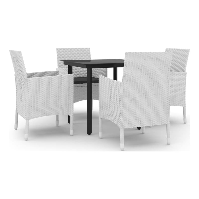 vidaXL PE Rattan Medium Durable Garden Dining Set in White