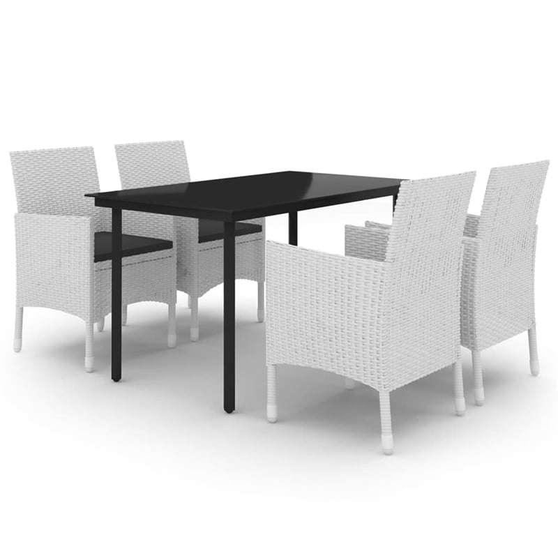 vidaXL PE Rattan Medium Durable Garden Dining Set in White