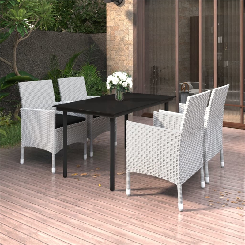 vidaXL PE Rattan Medium Durable Garden Dining Set in White
