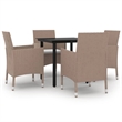 vidaXL Garden Dining Set Table in Black/Chairs in Beige/Cushions Cream White