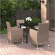 vidaXL Garden Dining Set Table in Black/Chairs in Beige/Cushions Cream White
