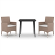 vidaXL Steel & Glass Garden Dining Set in Beige/Cream/Black