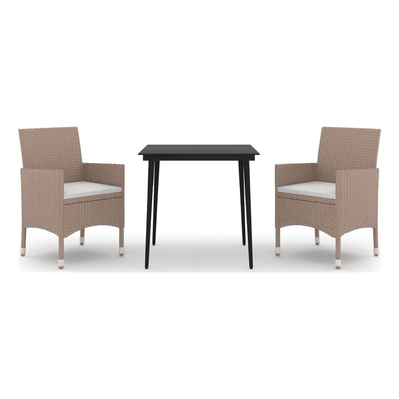 vidaXL Steel & Glass Garden Dining Set in Beige/Cream/Black