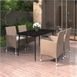 vidaXL PE Rattan 5-Piece Durable Garden Dining Set in Beige