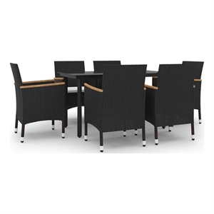 vidaXL PE Rattan 7 Piece Garden Dining Set in Black