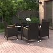 vidaXL PE Rattan 7 Piece Garden Dining Set in Black