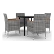 vidaXL PE Rattan 5 Piece Set Garden Dining Set in Gray