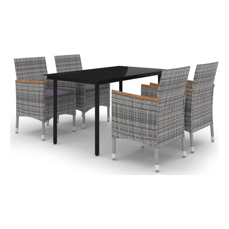 vidaXL PE Rattan Medium Garden Dining Set in Gra