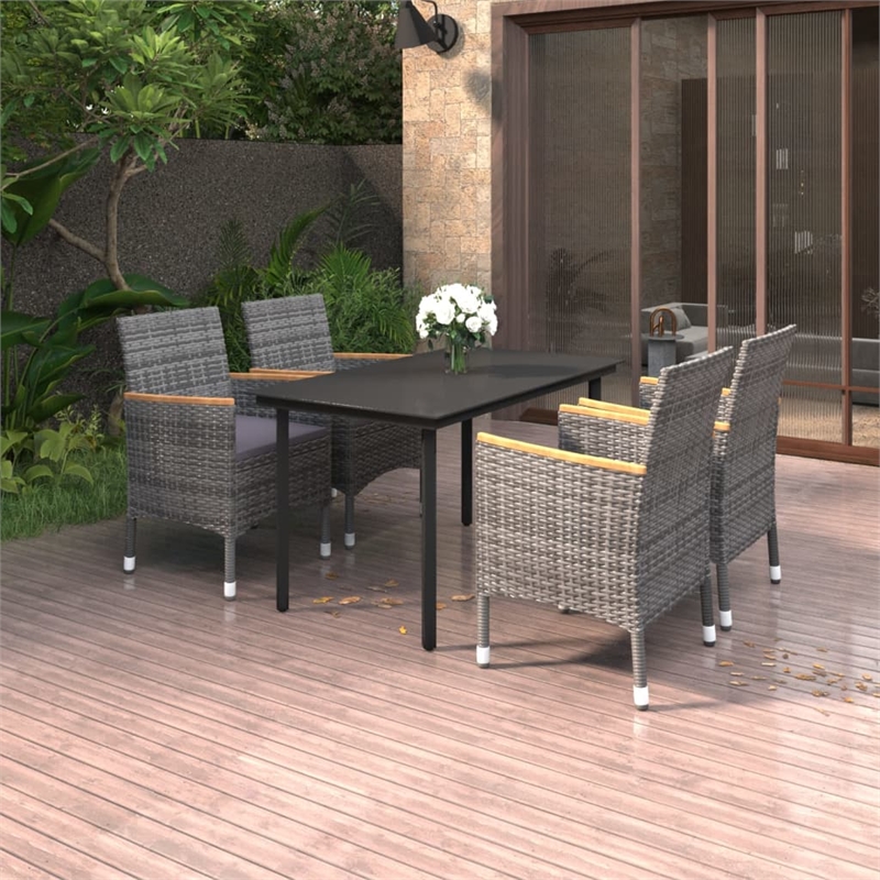 vidaXL PE Rattan Medium Garden Dining Set in Gra