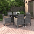 vidaXL Garden Dining Set Table in Black/Chairs in Gray/Cushions in Dark Gray