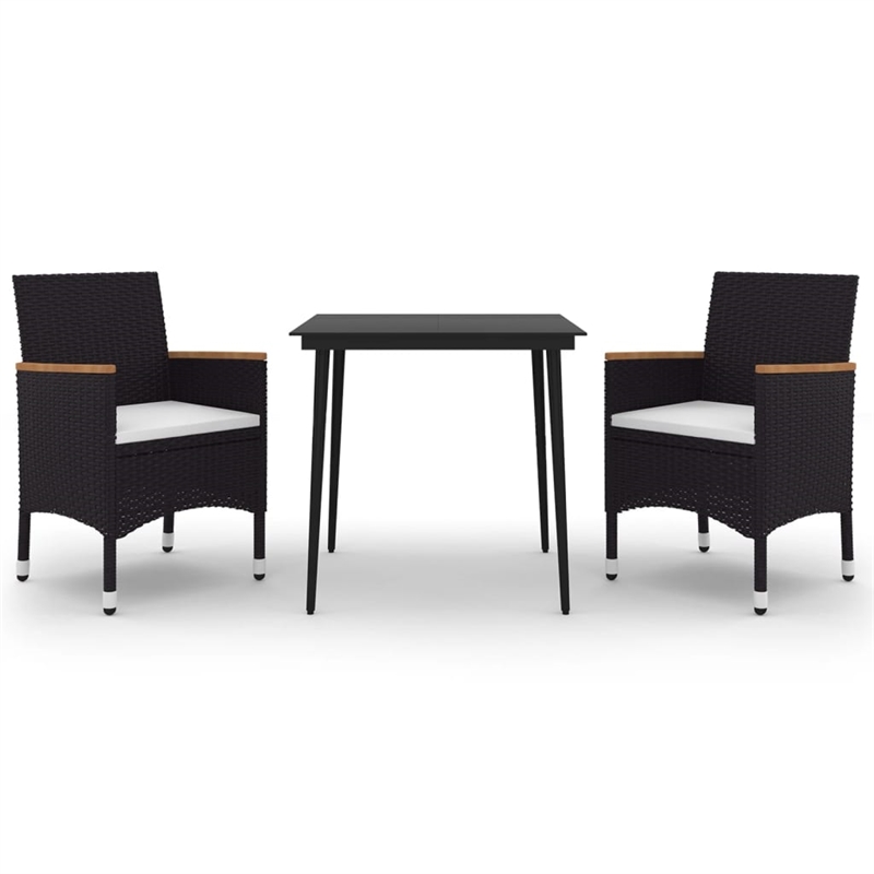 vidaXL PE Rattan Medium Durable Garden Dining Set in Black Table