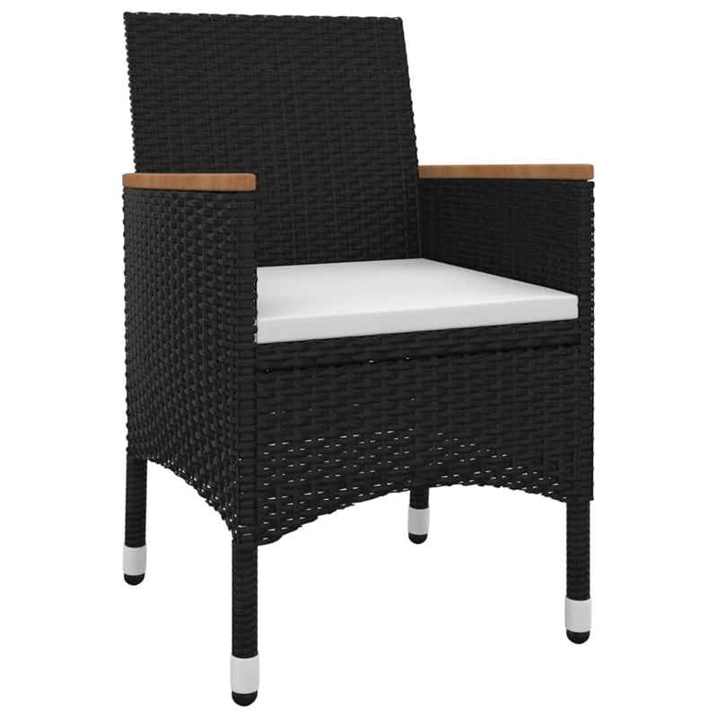 vidaXL PE Rattan Medium Durable Garden Dining Set in Black Table