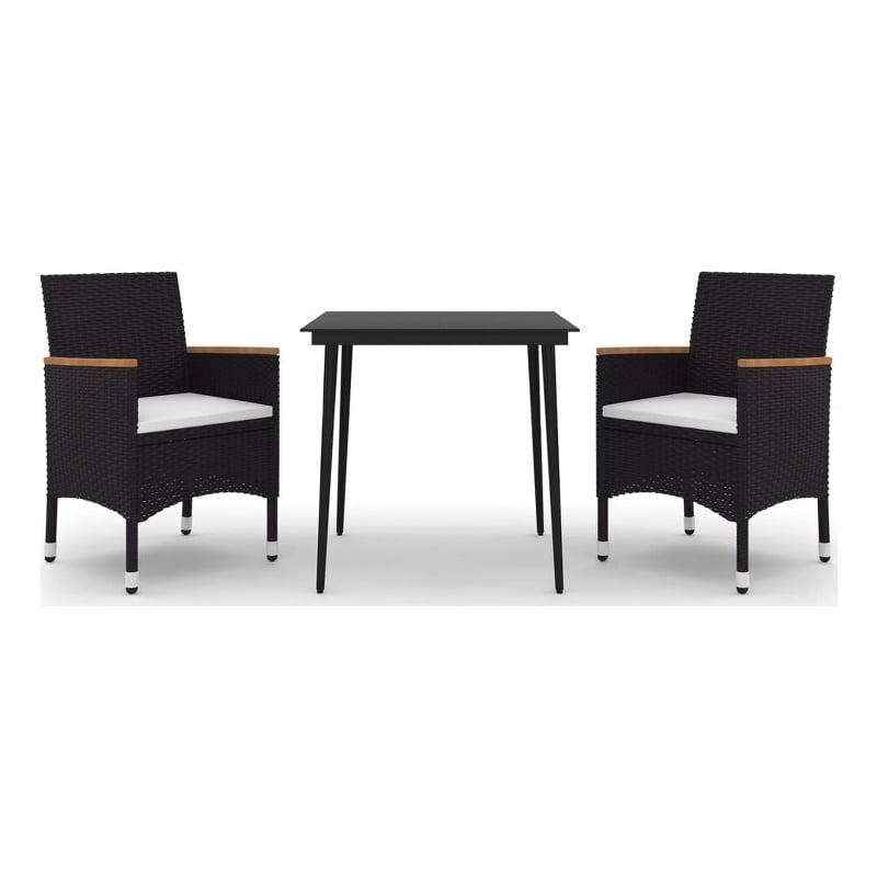 vidaXL PE Rattan Medium Durable Garden Dining Set in Black Table
