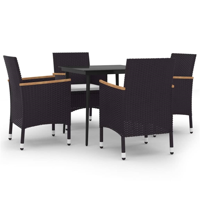 vidaXL Garden Dining Set in Black With Cream White Cushions