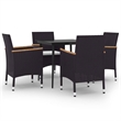 vidaXL Garden Dining Set in Black With Cream White Cushions