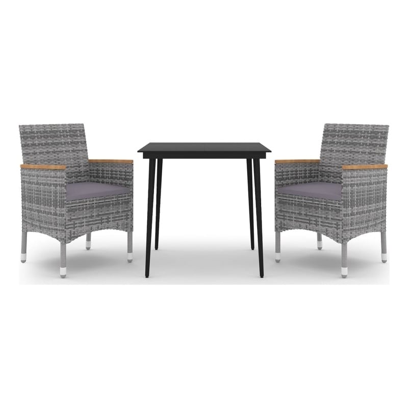 vidaXL PE Rattan Medium Durable Garden Dining Set in Gray