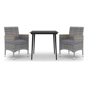 vidaXL PE Rattan Medium Durable Garden Dining Set in Gray