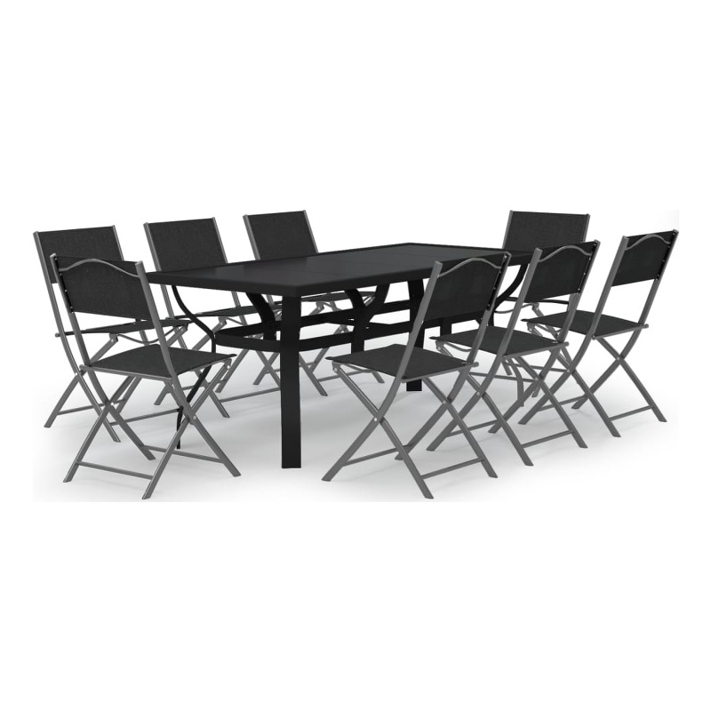vidaXL Garden Dining Set in Gray and Black