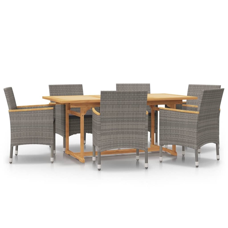 vidaXL 7 Piece Patio Dining Set in Gray
