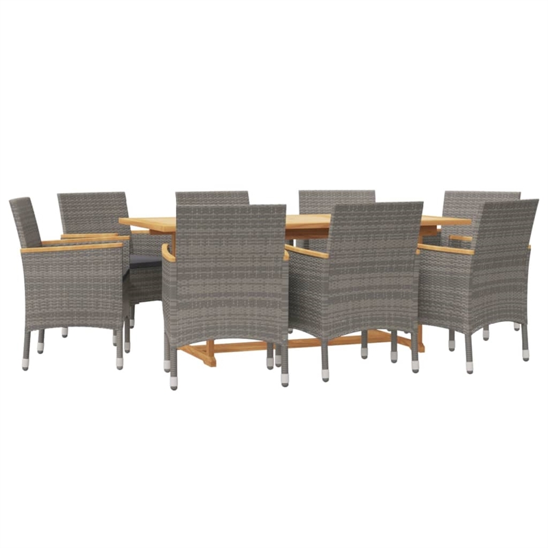 vidaXL 9 Piece Patio Dining Set in Gray/Dark Gray