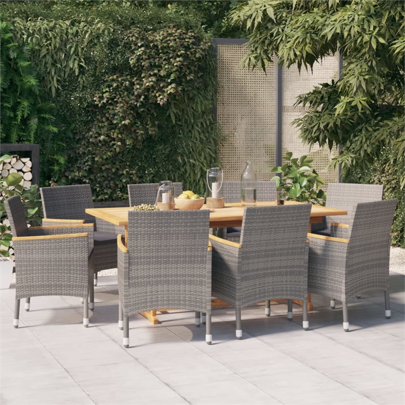 vidaXL 9 Piece Patio Dining Set in Gray/Dark Gray