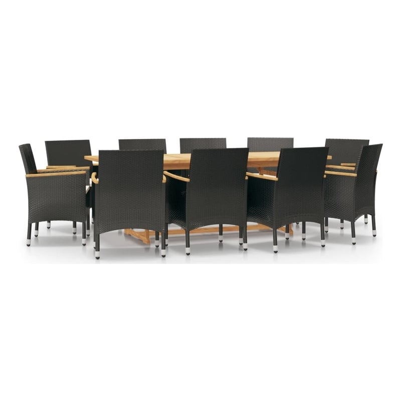 vidaXL Solid Acacia Wood 11 Piece Durable Garden Dining Set in Black
