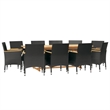 vidaXL Solid Acacia Wood 11 Piece Durable Garden Dining Set in Black