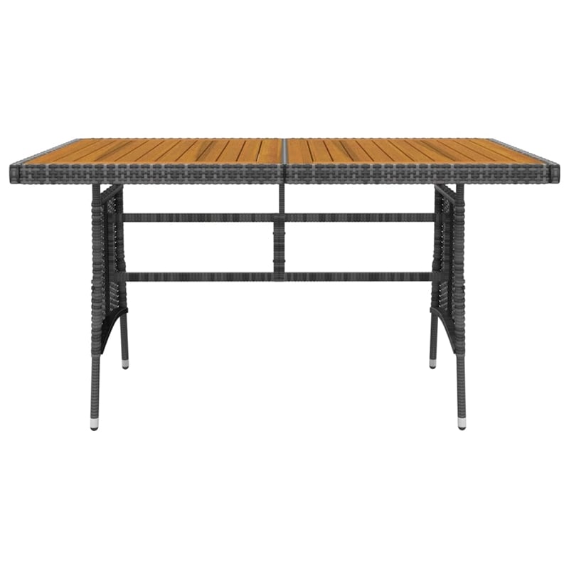 vidaXL PE Rattan & Solid Acacia Wood Medium Outdoor Dining Set in Gray