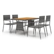vidaXL PE Rattan & Solid Acacia Wood Medium Outdoor Dining Set in Gray